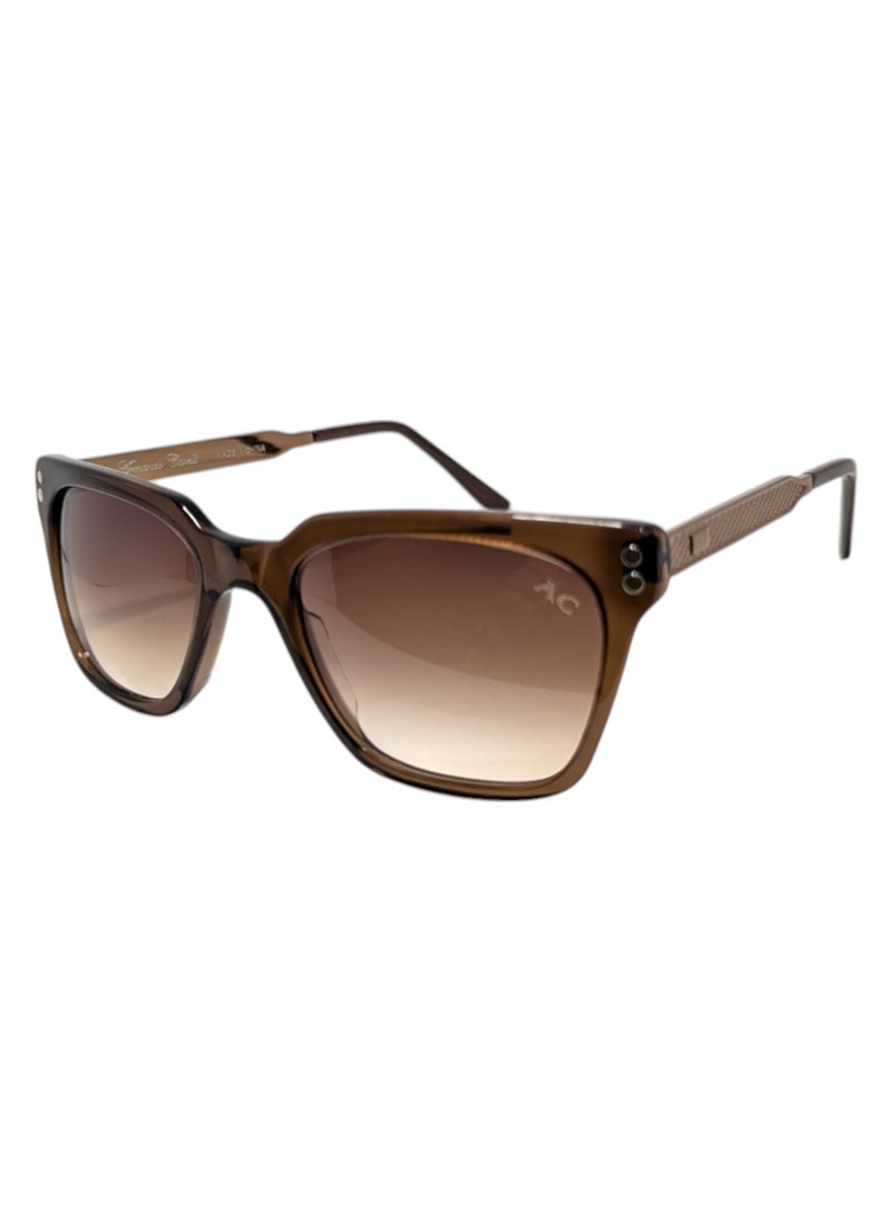 Armando Cavelli - Authentic Armando Cavelli sunglasses, crafted from carefully selected premium acetate for a luxurious look and longevity with extensive use. This model combines modernity and classic style, with a raw brown acetate front and brown -plated metal temples to complete your luxury look. Comes with premium polymer lenses offer UV400 protection in a gradient brown - Image 1