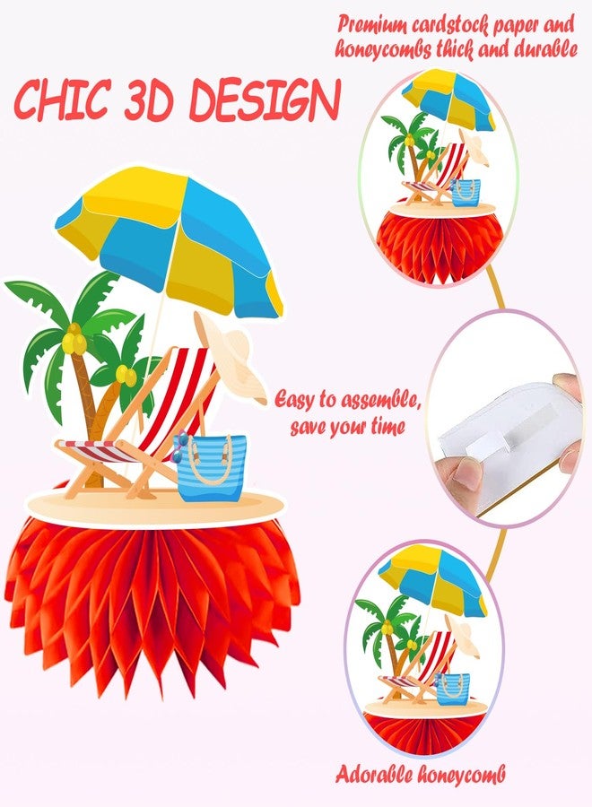 Biswiter 12Pcs Summer Party Decorations Honeycomb Centerpiece, Hello Summer Party Decorations Centerpiece,3D Beach Summer Decorations Honeycomb Centerpiece for Summer Party Beach Party Decorations - Image 5