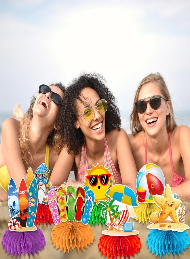Biswiter 12Pcs Summer Party Decorations Honeycomb Centerpiece, Hello Summer Party Decorations Centerpiece,3D Beach Summer Decorations Honeycomb Centerpiece for Summer Party Beach Party Decorations - Image 2