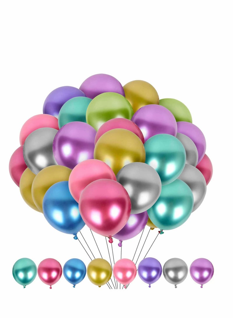 SYOSI Party Balloon, 50 PCS 10 inch Metallic Latex Balloons, Assorted Color Decoration Balloons Kit for Birthday, Wedding, Party, Including Assorted Colors - Image 1