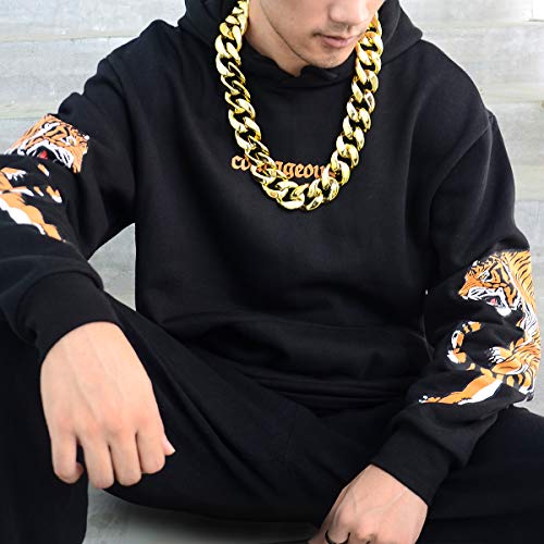 CrazyPiercing Faux Gold Acrylic Chain Necklace, 90s Punk Style Necklace Costume Jewelry, Hip Hop Turnover Chain Necklace, Plastic (32 inches, 35mm) (Gold) - Image 5