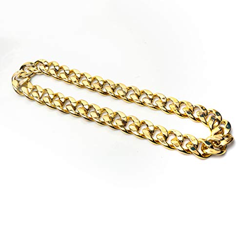 CrazyPiercing Faux Gold Acrylic Chain Necklace, 90s Punk Style Necklace Costume Jewelry, Hip Hop Turnover Chain Necklace, Plastic (32 inches, 35mm) (Gold) - Image 2