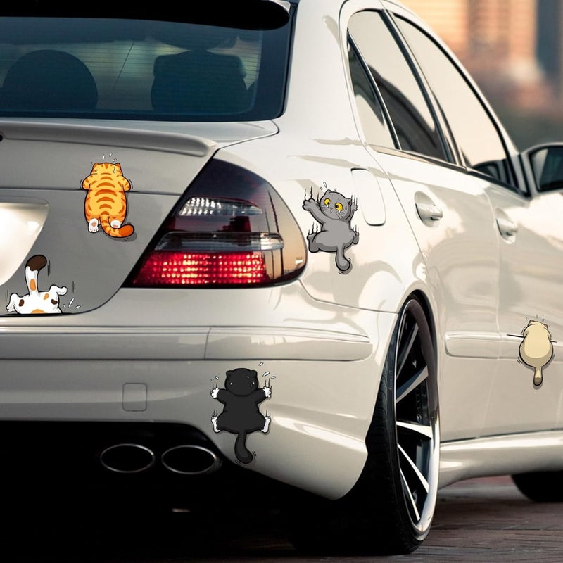 Fsforcar 5 قطع من ملصقات فينيل لقطط تخدش السيارات، ملصقات متعددة الألوان لتغطية الأجزاء المعرضة للخدش في السيارات والشاحنات والدراجات النارية والخوذات (حجم متوسط). - Image 2
