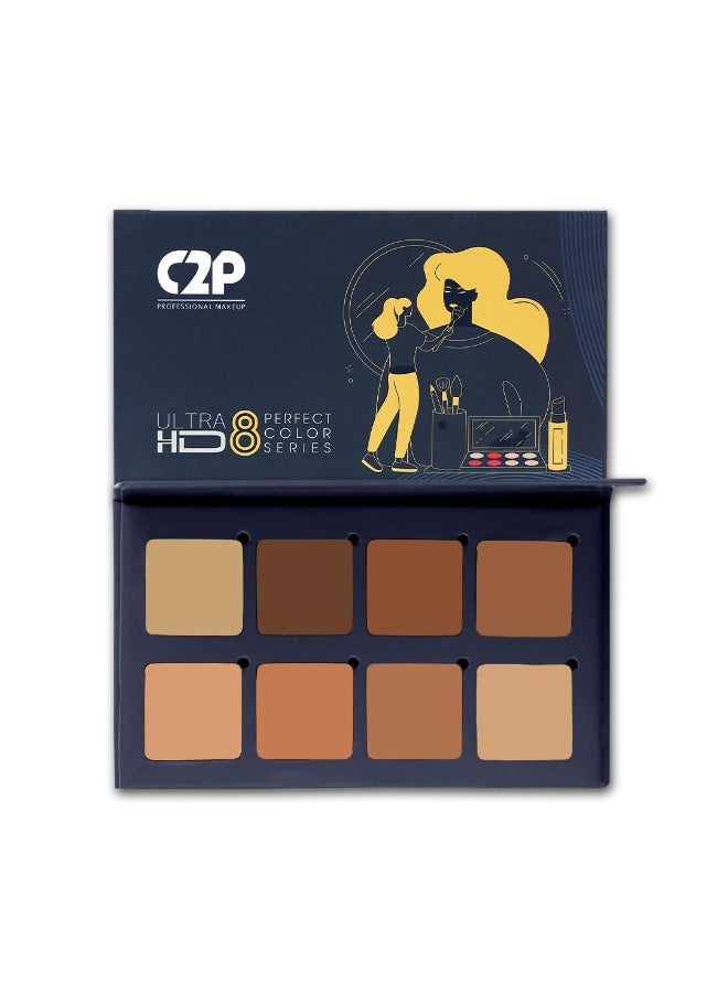 C2P PROFESSIONAL MAKEUP C2P Pro 8 in 1 Perfect Blend Concealer, Contour & Foundation Palette for Face Makeup | Matte Finish, Waterproof & Long-Lasting | Long Lasting Coverage 13g - Image 1