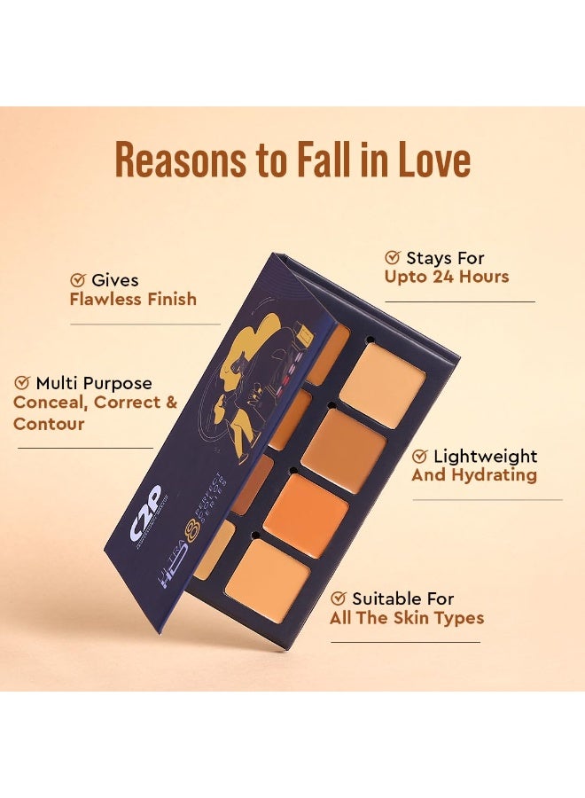 C2P PROFESSIONAL MAKEUP C2P Pro 8 in 1 Perfect Blend Concealer, Contour & Foundation Palette for Face Makeup | Matte Finish, Waterproof & Long-Lasting | Long Lasting Coverage 13g - Image 5