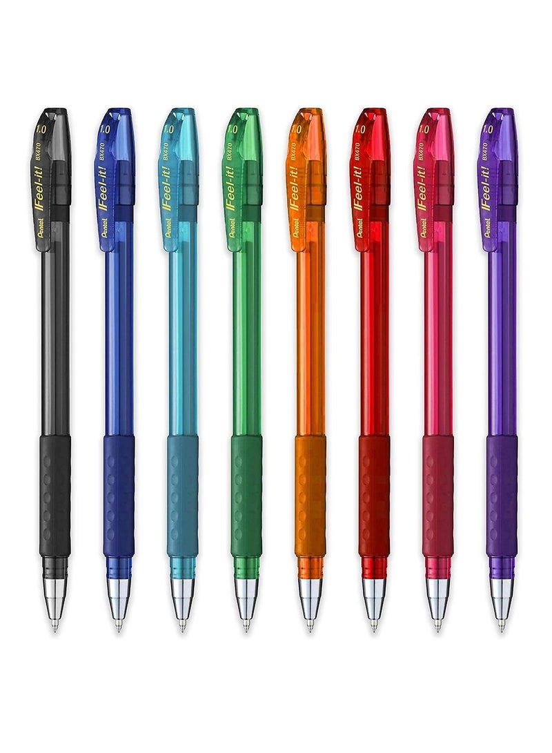 Pentel 8-Piece Ifeel-It Ballpoint Pen 1.0mm Tip Multicolour - Image 1