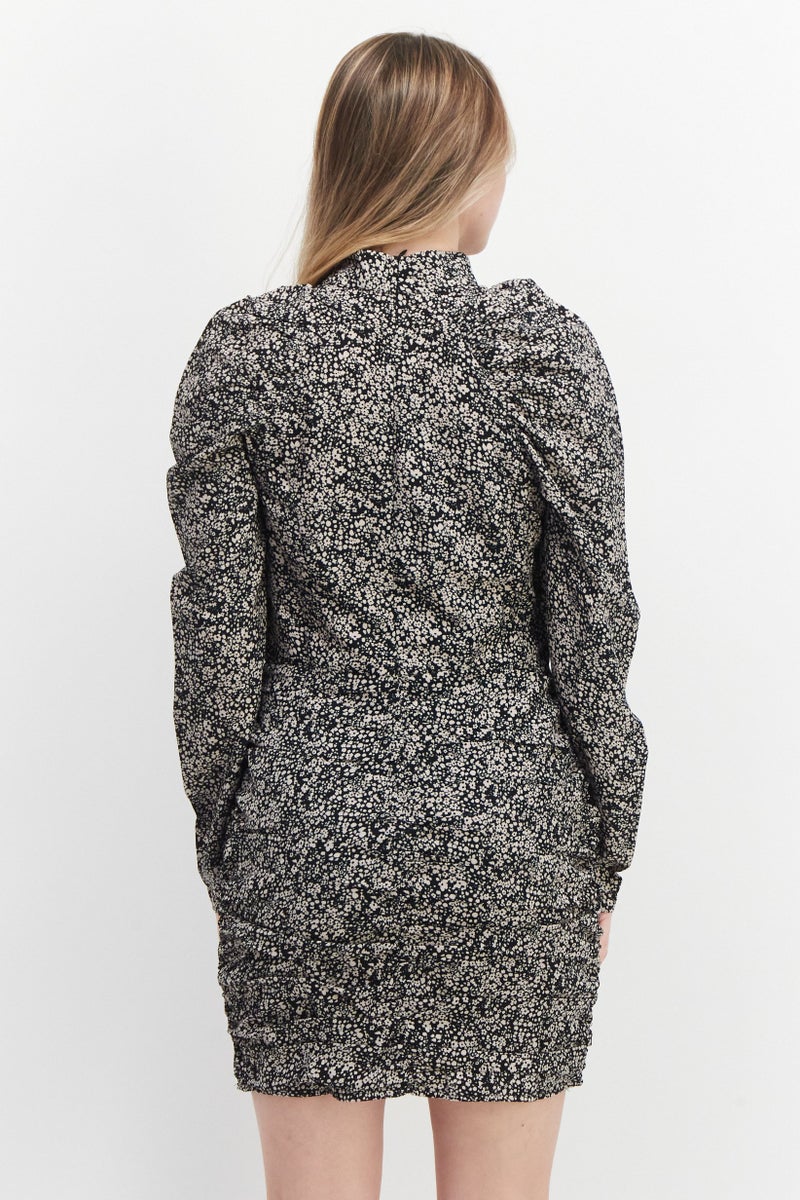 In the style Women Allover Print Mini Dress, Black - Image 3