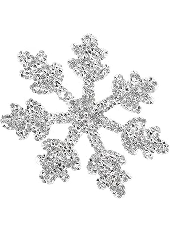 Silver Snowflake Rhinestone Iron On Patch 9 5cm For Clothing Repair DIY Decoration - Image 1