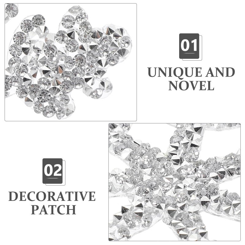 Silver Snowflake Rhinestone Iron On Patch 9 5cm For Clothing Repair DIY Decoration - Image 4