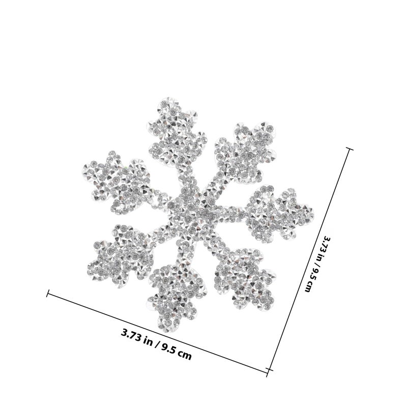 Silver Snowflake Rhinestone Iron On Patch 9 5cm For Clothing Repair DIY Decoration - Image 3