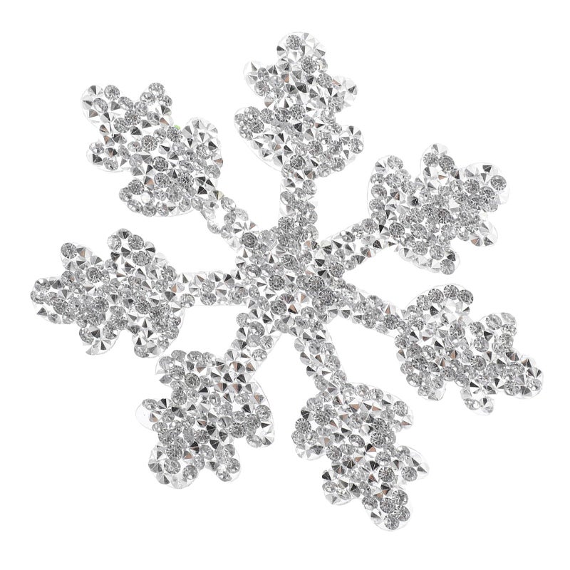 Silver Snowflake Rhinestone Iron On Patch 9 5cm For Clothing Repair DIY Decoration - Image 2
