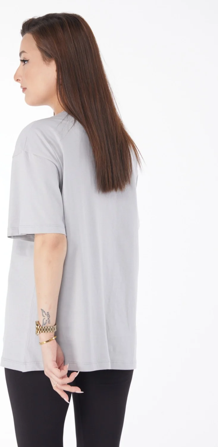Tofisa 24635-GRI Crew Neck Short Sleeve Printed T-Shirt