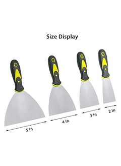 بروماس 4 حزمة مكشطة سكين المعجون، 2 "3" 4 "5" مجموعة سكين المعجون، 4 حزمة مكشطة سكين المعجون الفولاذ المقاوم للصدأ، 2،3،4،5 بوصة واسعة سكاكين المعجون كاشطات معدنية، حزمة من 4 مجموعة سكين المعجون، كاشطات المعجون  - Image 2