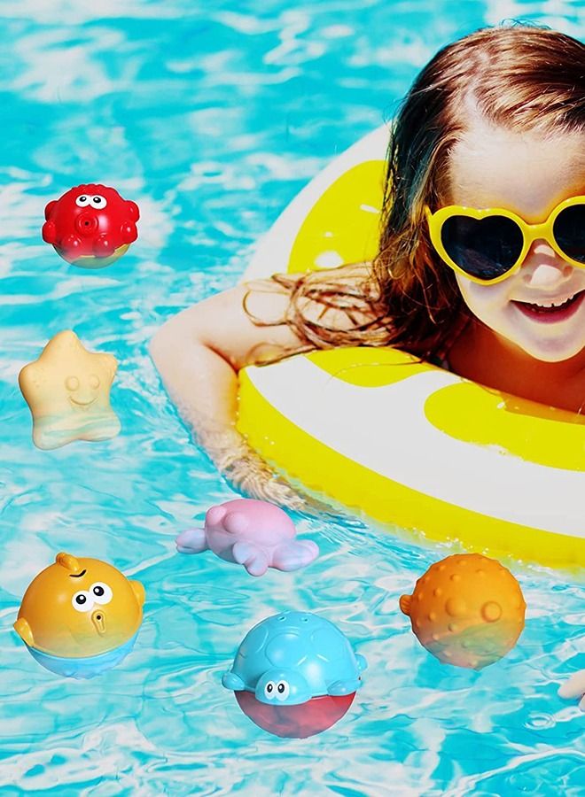 BAYBEE مجموعة ألعاب حمام للأطفال مكونة من 8 قطع مع شبكة صيد وألعاب حيوانات مائية عائمة وحوض سباحة وألعاب شاطئ للأطفال وألعاب حمام للأطفال من سن 0 إلى 24 شهرًا - Image 2