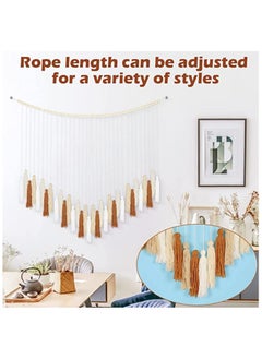 Excefore Large Macrame Wall Hanging Boho Wall Decor with Wood Beads Woven Tapestry Colorful Tassel Garland Bohemian Macrame Wall Art Decor for Nursery Living Room Bedroom Kitchen Party (34 X 31in)  - Image 2