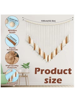 Excefore Large Macrame Wall Hanging Boho Wall Decor with Wood Beads Woven Tapestry Colorful Tassel Garland Bohemian Macrame Wall Art Decor for Nursery Living Room Bedroom Kitchen Party (34 X 31in)  - Image 4