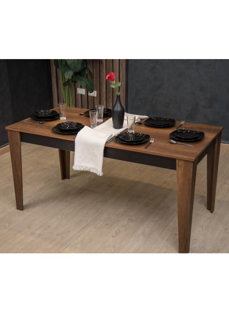 طاولة طعام MDF بلون بني × أسود بتصميم عصري أنيق