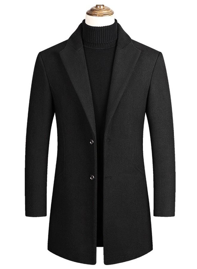 Button Detailed Coat Black - Image 1