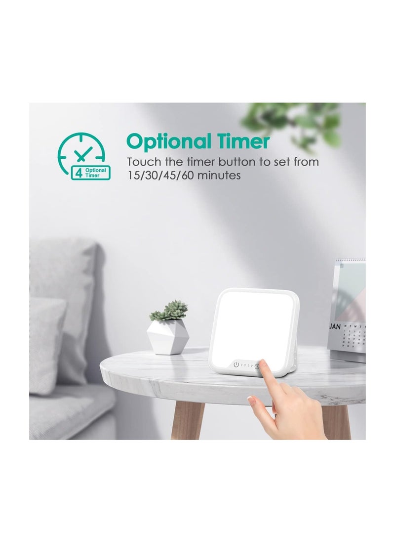 SYOSI - SAD Lamp, SAD Light Lamp, Foldable Stand, 10,000 Lux Natural Daylight Sad Light, with Memory Function & 4 Timer Setting, Stepless Brightness Portable Sad Light Box for Home/Office Use [Energy Class E] - Image 1