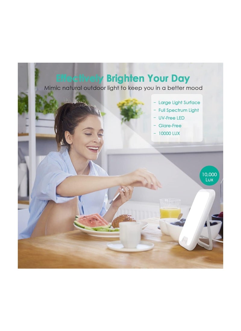 SYOSI - SAD Lamp, SAD Light Lamp, Foldable Stand, 10,000 Lux Natural Daylight Sad Light, with Memory Function & 4 Timer Setting, Stepless Brightness Portable Sad Light Box for Home/Office Use [Energy Class E] - Image 1