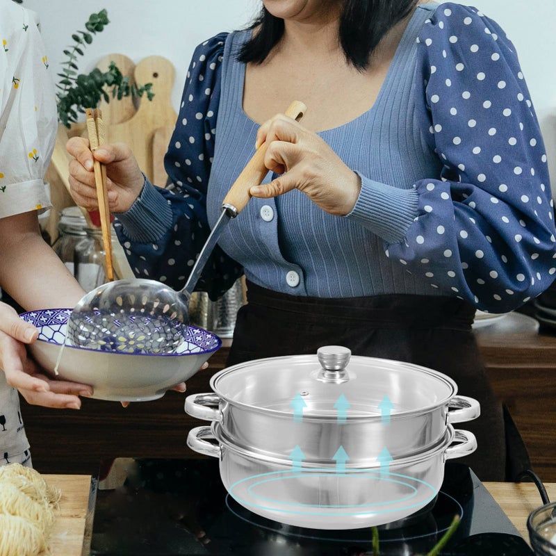 Double Layer Stainless Steel Steamer Pot For Vegetables Seafood Dumplings And Soups Kitchen Gadget - Image 4