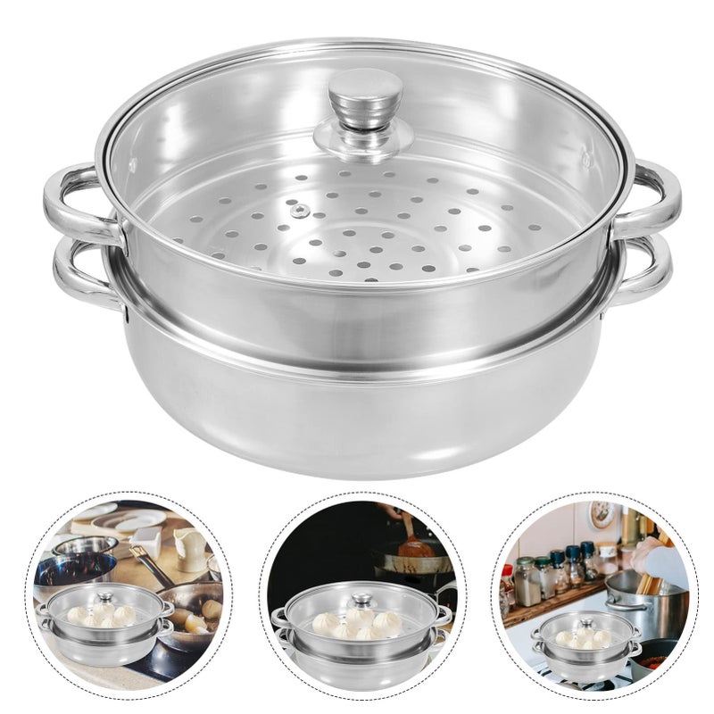 Double Layer Stainless Steel Steamer Pot For Vegetables Seafood Dumplings And Soups Kitchen Gadget - Image 3