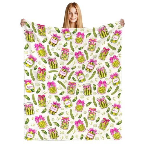 tgruihm Pickle Gifts Blanket - 50 x 60 Inch Cozy Blankets Pickled Cucumber Throw Blanket for Girls, Soft Flannel Blankets for Bed Couch, Kimchi Sofa Stuff Decor for Women, Gift for Pickles Lover - Image 1