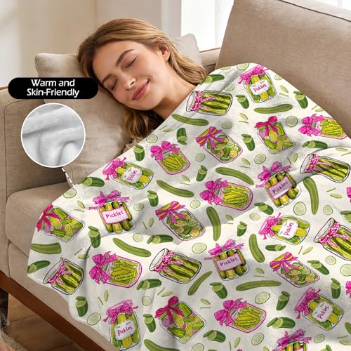tgruihm Pickle Gifts Blanket - 50 x 60 Inch Cozy Blankets Pickled Cucumber Throw Blanket for Girls, Soft Flannel Blankets for Bed Couch, Kimchi Sofa Stuff Decor for Women, Gift for Pickles Lover - Image 4