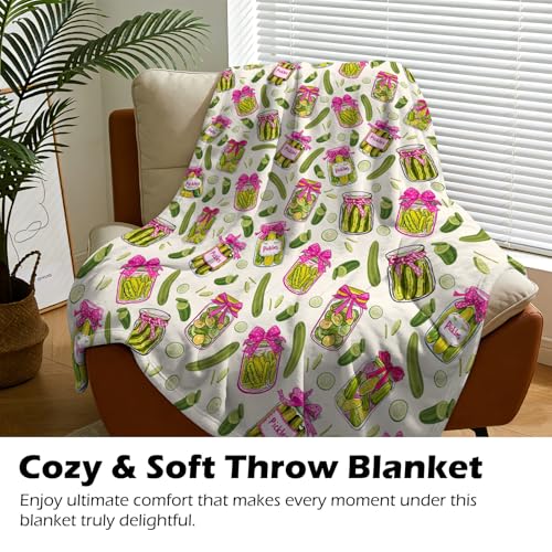 tgruihm Pickle Gifts Blanket - 50 x 60 Inch Cozy Blankets Pickled Cucumber Throw Blanket for Girls, Soft Flannel Blankets for Bed Couch, Kimchi Sofa Stuff Decor for Women, Gift for Pickles Lover - Image 5