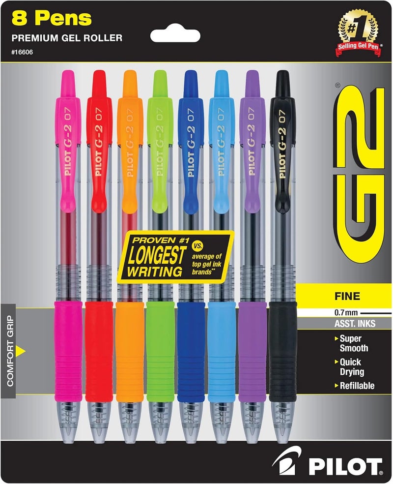 PILOT G2 Premium Gel Pens, Gel Roller Pens, Fine Point 0.7 mm Assorted Colors 8 - Image 1