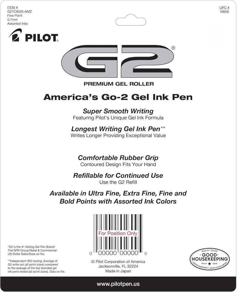 PILOT G2 Premium Gel Pens, Gel Roller Pens, Fine Point 0.7 mm Assorted Colors 8 - Image 2