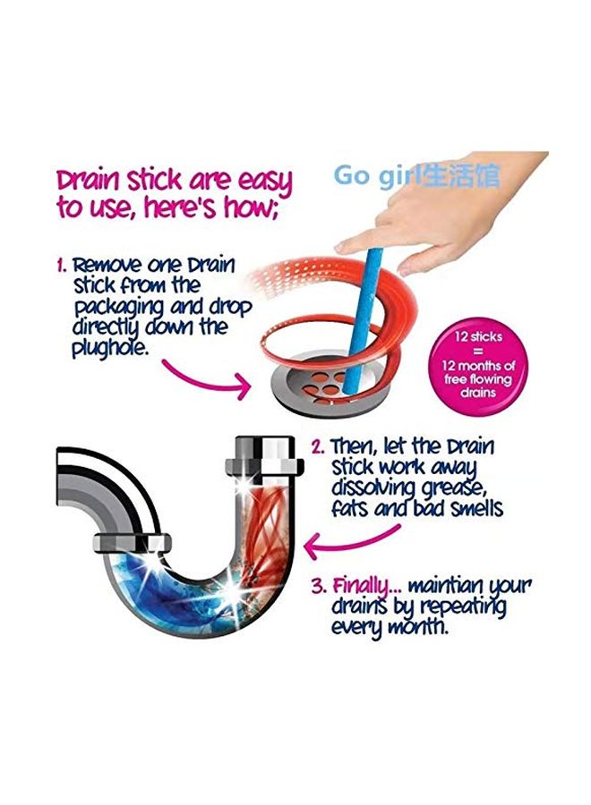 12-Piece Drain Cleaner Tool Set Blue 6.3inch - Image 2