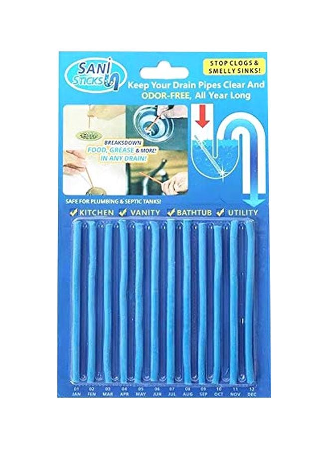 12-Piece Drain Cleaner Tool Set Blue 6.3inch - Image 1