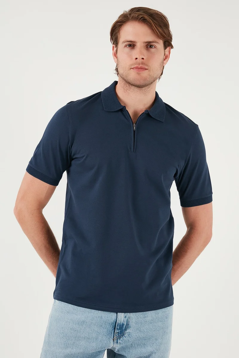 بوراتي Cotton Regular Fit Half Zipper Polo Neck T Shirt Men's Polo Neck T Shirt 5901029
