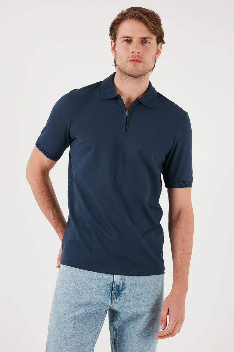 بوراتي Cotton Regular Fit Half Zipper Polo Neck T Shirt Men's Polo Neck T Shirt 5901029