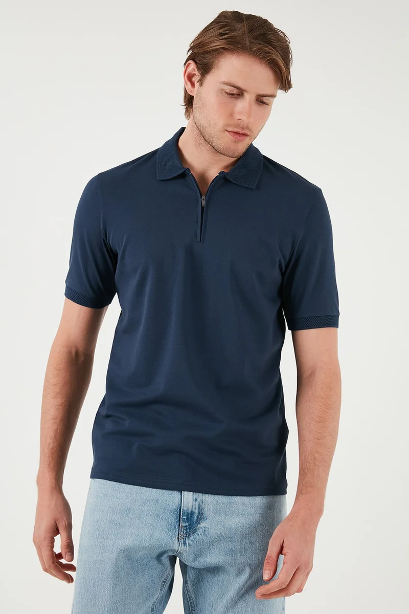 بوراتي Cotton Regular Fit Half Zipper Polo Neck T Shirt Men's Polo Neck T Shirt 5901029