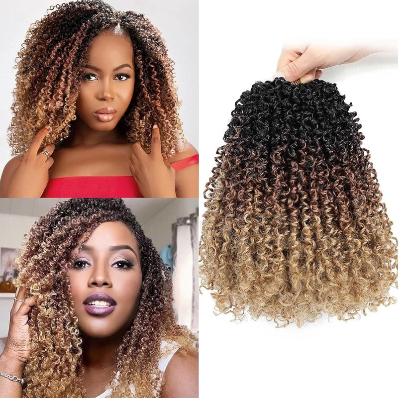 Datanala Yanky Twists Crochet Braiding Hair 10 Inch 9 Packs Crochet Hair with Curls Micro Spring Twists Crochet Hair Prelooped Curly Crochet Braids Hair Extensions for Women 1B3027 10inch