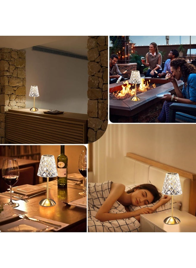 ناما مصباح طاولة كريستال من ايوين، مصباح طاولة مزخرف محمول ذهبي LED قابل للتعتيم وقابل لاعادة الشحن، مصباح مكتب لاسلكي يعمل بالبطارية لغرفة النوم والمنزل وغرفة المعيشة والفندق - Image 4