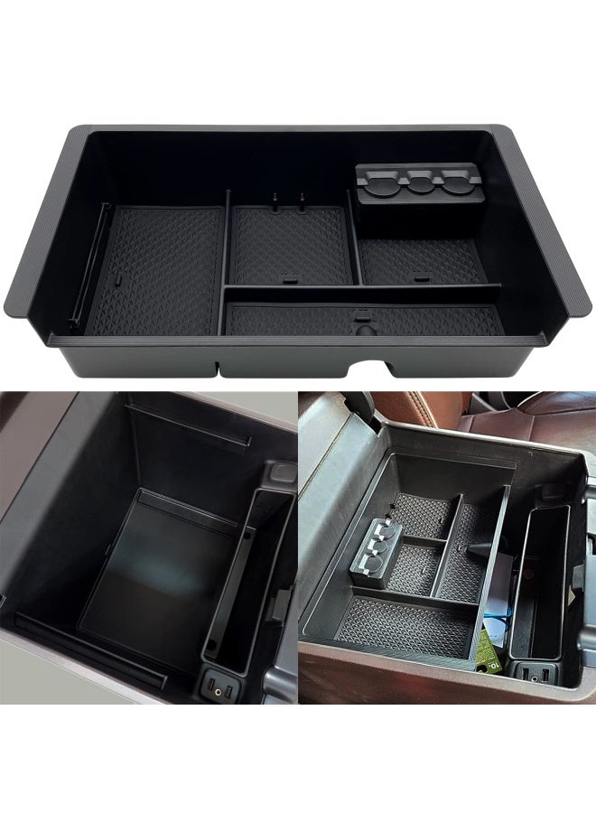 Center Console Organizer Tray Compatible With 2014-2018 Gmc Sierra Accessories  2015-2020 Yukon Chevy Tahoe Silverado Suburban Armrest Storage Box Replaces 22817343 Black - Image 1