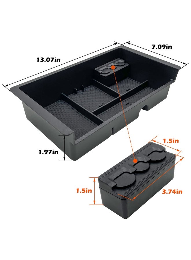Center Console Organizer Tray Compatible With 2014-2018 Gmc Sierra Accessories  2015-2020 Yukon Chevy Tahoe Silverado Suburban Armrest Storage Box Replaces 22817343 Black - Image 4
