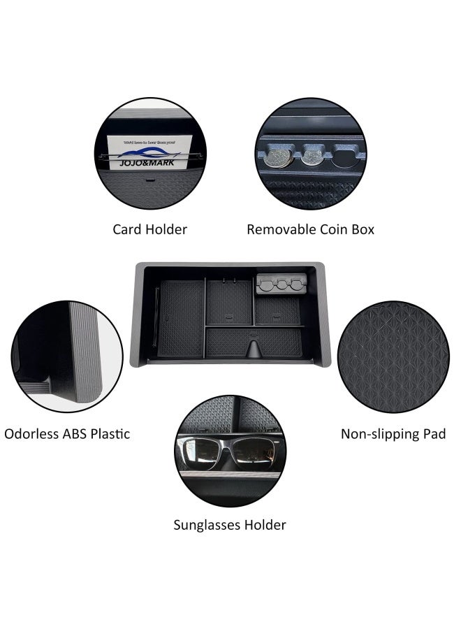 Center Console Organizer Tray Compatible With 2014-2018 Gmc Sierra Accessories  2015-2020 Yukon Chevy Tahoe Silverado Suburban Armrest Storage Box Replaces 22817343 Black - Image 5