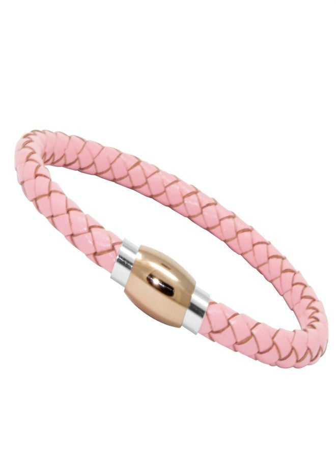 LZD Men Unisex Genuine Leather Braided 6mm Stainless Steel Clasp Bracelet Pink 7" 8" 9" Inches Clasp16 - Image 2