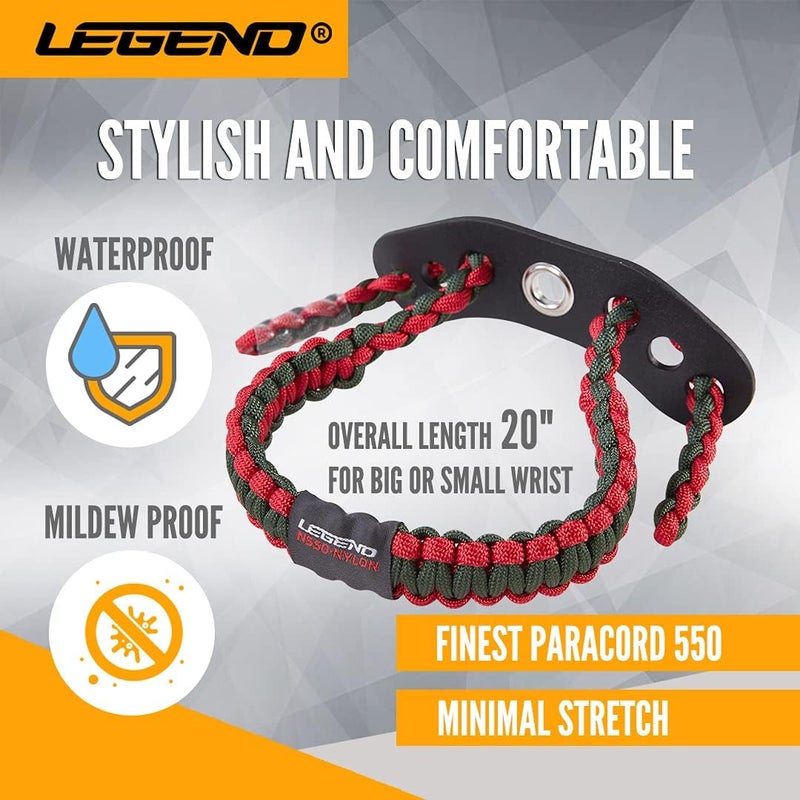 Legend 550 Paracord Bow Wrist Sling - Compound Bow Stabilizer & Hand Loop Carrier for Bow Hunting - Adjustable Wrist Strap with Durable Leather Yoke, Strong Metal Grommets - Archery Accessories & Gear - Image 3