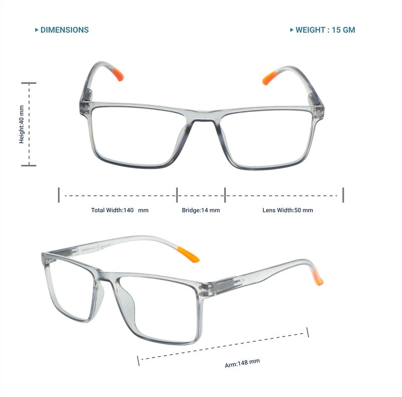 Lens+ Lensplus Square TR Full Rim Eyeglasses with Blue Cut Lightweight Unisex Eyewear for Men & Women | Stylish Computer & Daily Use Frame - Image 5