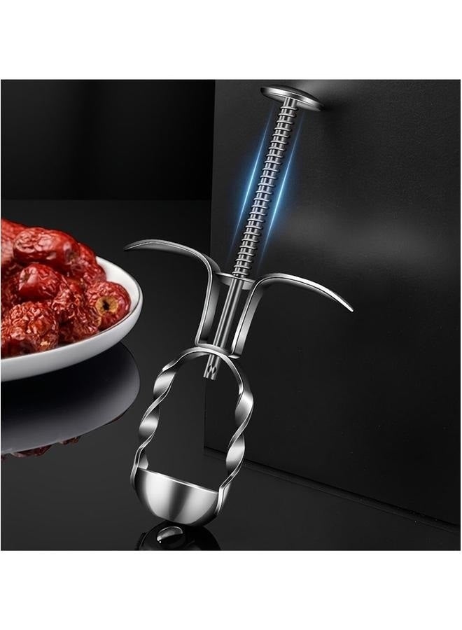 Stainless Steel Date Pitter Corer Tool Set Multifunctional Kitchen Gadget for Jujube, Cherry, Olive Pitting Durable Fruit Vegetable Seed Remover, Handy Pit Extractor Device, Professional Grade Kit  - Image 2