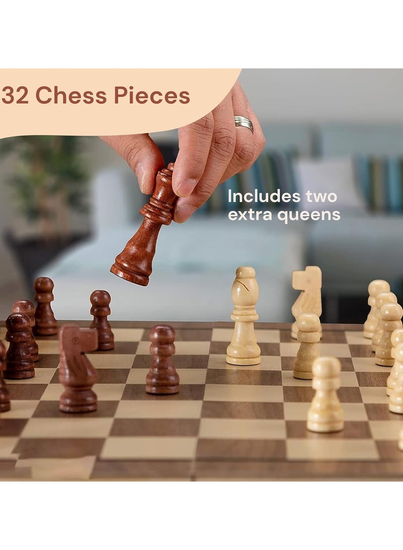 Taizz Ventures طاولة شطرنج ودومينو خشبية مغناطيسية 2 في 1 مع طي - Image 4