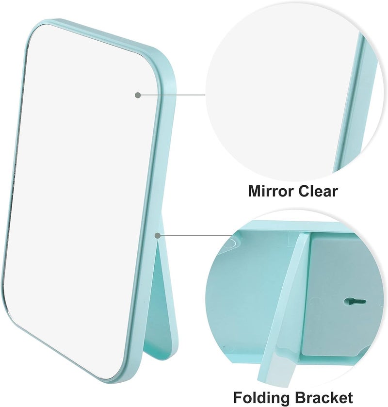 Mockery Desktop Foldable Makeup Mirror, Dressing Desk Bedroom Hd Square Travel Portable Mirror For Girl Women (Blue, 5.7X4 Inch) - Plastic, Tabletop Mount - Image 3