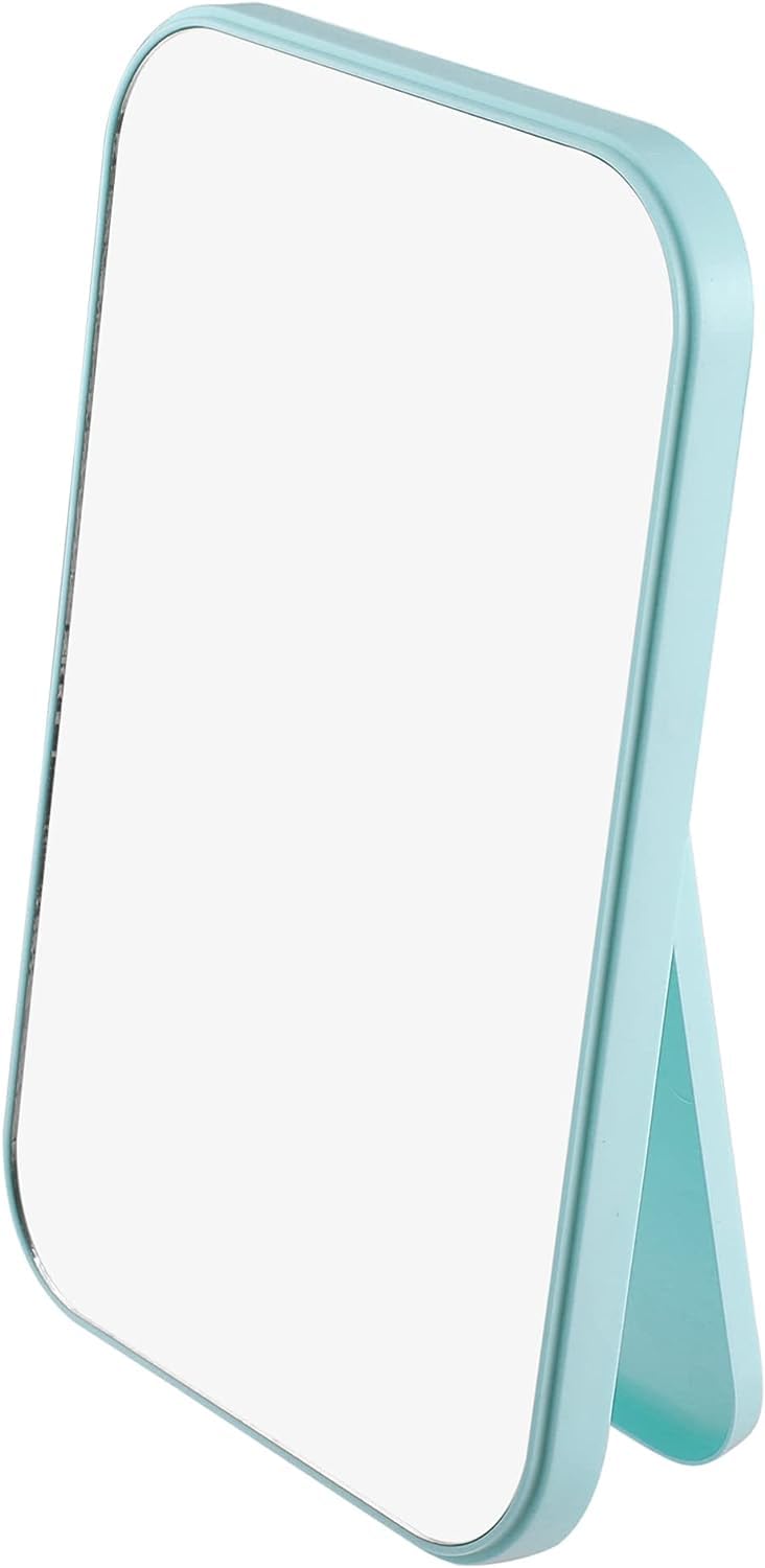 Mockery Desktop Foldable Makeup Mirror, Dressing Desk Bedroom Hd Square Travel Portable Mirror For Girl Women (Blue, 5.7X4 Inch) - Plastic, Tabletop Mount - Image 1