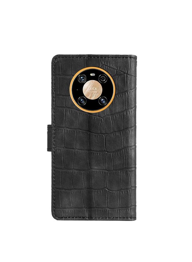 اس-توب جراب لهاتف Huawei Mate 40 Pro مصنوع من جلد البولي يوريثان بملمس جلد التمساح مع مشبك مغناطيسي وغطاء قابل للطي أفقيًا مع حامل وفتحات للبطاقات ومحفظة - Image 3
