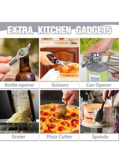 Sharpdo Silicone Kitchen Utensil Set, 44-Piece Heat Resistant Kitchen Gadgets and Tools with Grater, Wooden Handle, for Nonstick Pans  - Image 5